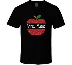 Teacher's Name In Apple - Mrs. Reid T Shirt Teacher's Name In Apple - Mrs. Reid T Shirt