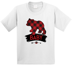 Buffalo Plaid Bear Family - Baby T Shirt Buffalo Plaid Bear Family - Baby T Shirt