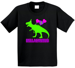Nameasaurus - Bella 3 - Dinosaur Birthday With Custom Age T Shirt