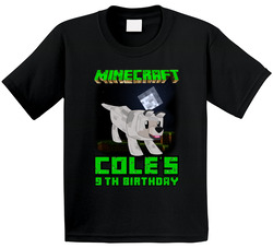 Minecraft Wolf Themed Birthday T Shirt