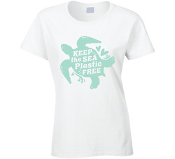 Keep The Sea Plastic Free Turtle Ladies T Shirt
