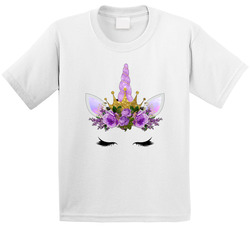Purple Princess Unicorn Face T Shirt