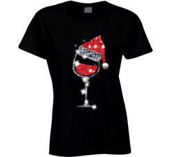 Santa Wine Ladies T Shirt Santa Wine Ladies T Shirt