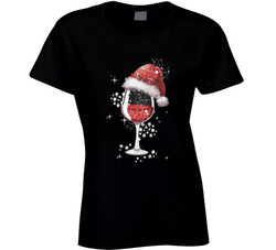 Santa Wine Ladies T Shirt Santa Wine Ladies T Shirt
