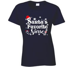 Santa's Favorite Nurse Ladies T Shirt