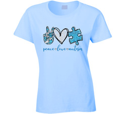 Peace Love Autism Ladies T Shirt Peace Love Autism Ladies T Shirt