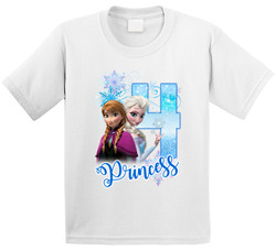 Frozen Theme Anna & Elsa Princess 4th Birthday T Shirt