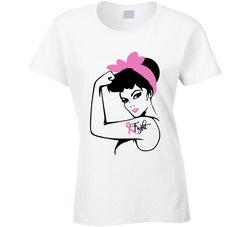 Cancer Fighter - Rosie The Riveter  Ladies T Shirt