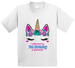 I Celebrated My 7th Birthday In Quarantine Unicorn Theme T Shirt I Celebrated My 7th Birthday In Quarantine Unicorn Theme T Shirt