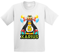 5th Birthday Penguin Fan T Shirt
