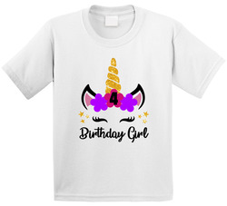 Birthday Girl Unicorn Face With Customizable Age / Name T Shirt