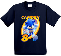 Sonic Fan 8th Birthday With Custom Age & Name T Shirt
