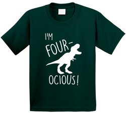 I'm Four-ocious! T-rex Dinosaur 4th Birthday T Shirt