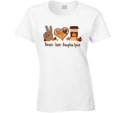 Peace Love Pumpkin Spice Ladies T Shirt