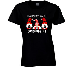 Naughty And I Gnome It Ladies T Shirt