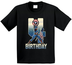 Captain America Fan 4th Birthday T Shirt