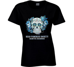 Diabetes Awareness Dead Pancreas Society Sugar Skull Ladies T Shirt