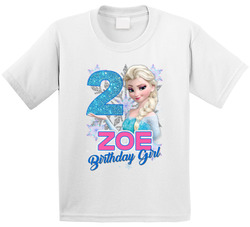 Frozen Elsa Fan 2nd Birthday Girl With Custom Name T Shirt Frozen Elsa Fan 2nd Birthday Girl With Custom Name T Shirt