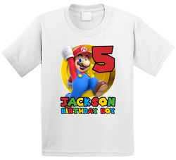 Mario Fan Birthday  (customize Age And Name) Jackson 5 T Shirt