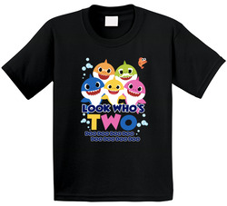 Baby Shark Look Who's Two 2 Birthday T Shirt