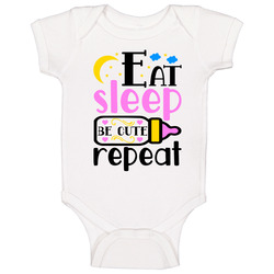 Eat Sleep Be Cute Repeat (pink) Baby One Piece Eat Sleep Be Cute Repeat (pink) Baby One Piece