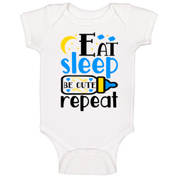 Eat Sleep Be Cute Repeat (blue) Baby One Piece Eat Sleep Be Cute Repeat (blue) Baby One Piece