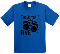 Truck Yeah! I'm 5 Five Birthday Monster Truck T Shirt