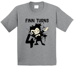 Finn Turns Four 4th Birthday Bendy Fan T Shirt