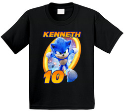 Sonic Fan 10th Birthday With Custom Age & Name T Shirt