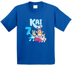 Bluey Fan 7th Birthday With Custom Name T Shirt Bluey Fan 7th Birthday With Custom Name T Shirt