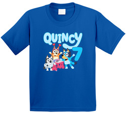 Bluey Fan 7th Birthday With Custom Name T Shirt Bluey Fan 7th Birthday With Custom Name T Shirt