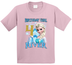 Elsa Frozen 4th Birthday (custom Name) River T Shirt