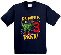 T-rex Dinosaur 3rd Birthday ( Customize Name And Age) T Shirt