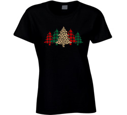 Christmas Trees Buffalo Plaid Ladies T Shirt