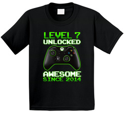 Level 7 Unlocked Awesome Since 2014 7th Birthday Video Game Them T Shirt