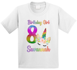 8th Birthday Unicorn Theme Birthday Girl Eight T Shirt