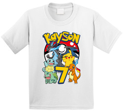 Pokemon 7th Birthday Mega Charizard Pikachu Squirtle Fan T Shirt Pokemon 7th Birthday Mega Charizard Pikachu Squirtle Fan T Shirt