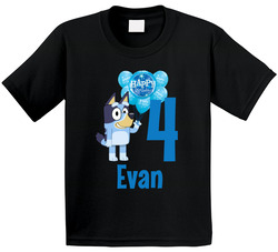 4th Birthday Bluey Fan Four (customize Name And Age) T Shirt 4th Birthday Bluey Fan Four (customize Name And Age) T Shirt