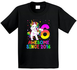 6th Birthday Unicorn Party Awesome Since 2016 T Shirt
