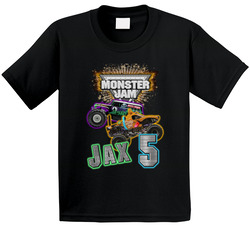 Jax 5th Birthday Monster Jam Fan Five Years Old T Shirt
