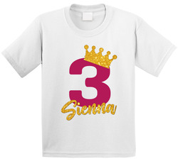 Princess Sienna 3rd Birthday Three Years Old T Shirt