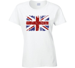 Union Jack Flag Distressed Ladies T Shirt