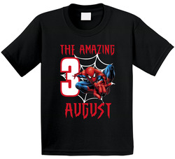 The Amazing Spiderman Fan August's 3rd Birthday  T Shirt
