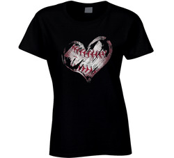 I Love Baseball Heart Ladies T Shirt