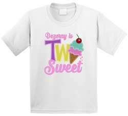 Two Sweet Ice Cream Birthday With Custom Name T Shirt