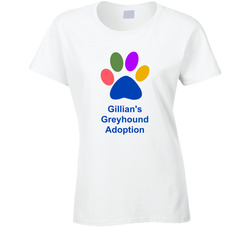 Gillian's Greyhound Adoption (full Chest) Ladies T Shirt