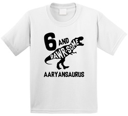 Rawr-some 6 Year Old Birthday T-rex Family - Aaryansaurus T Shirt Rawr-some 6 Year Old Birthday T-rex Family - Aaryansaurus T Shirt