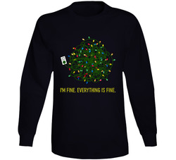 I'm Fine. Everything Is Fine. Tangled Christmas Xmas Lights Long Sleeve T Shirt