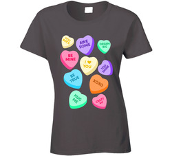 Valentine's Candy Heart Messages Ladies T Shirt