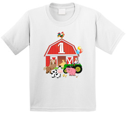 Farm Animal Theme 1st Birthday First Birthday T Shirt